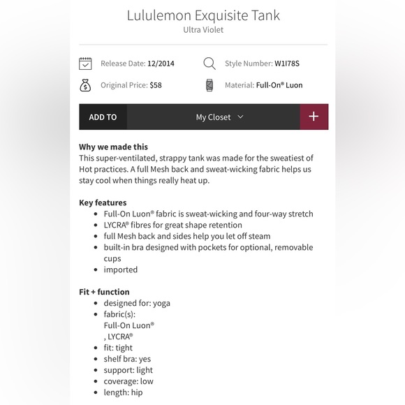 🎉🛍️🌟HP🌟🛍️🎉 Lululemon Exquisite Tank in Ultra Violet - Picture 5 of 14